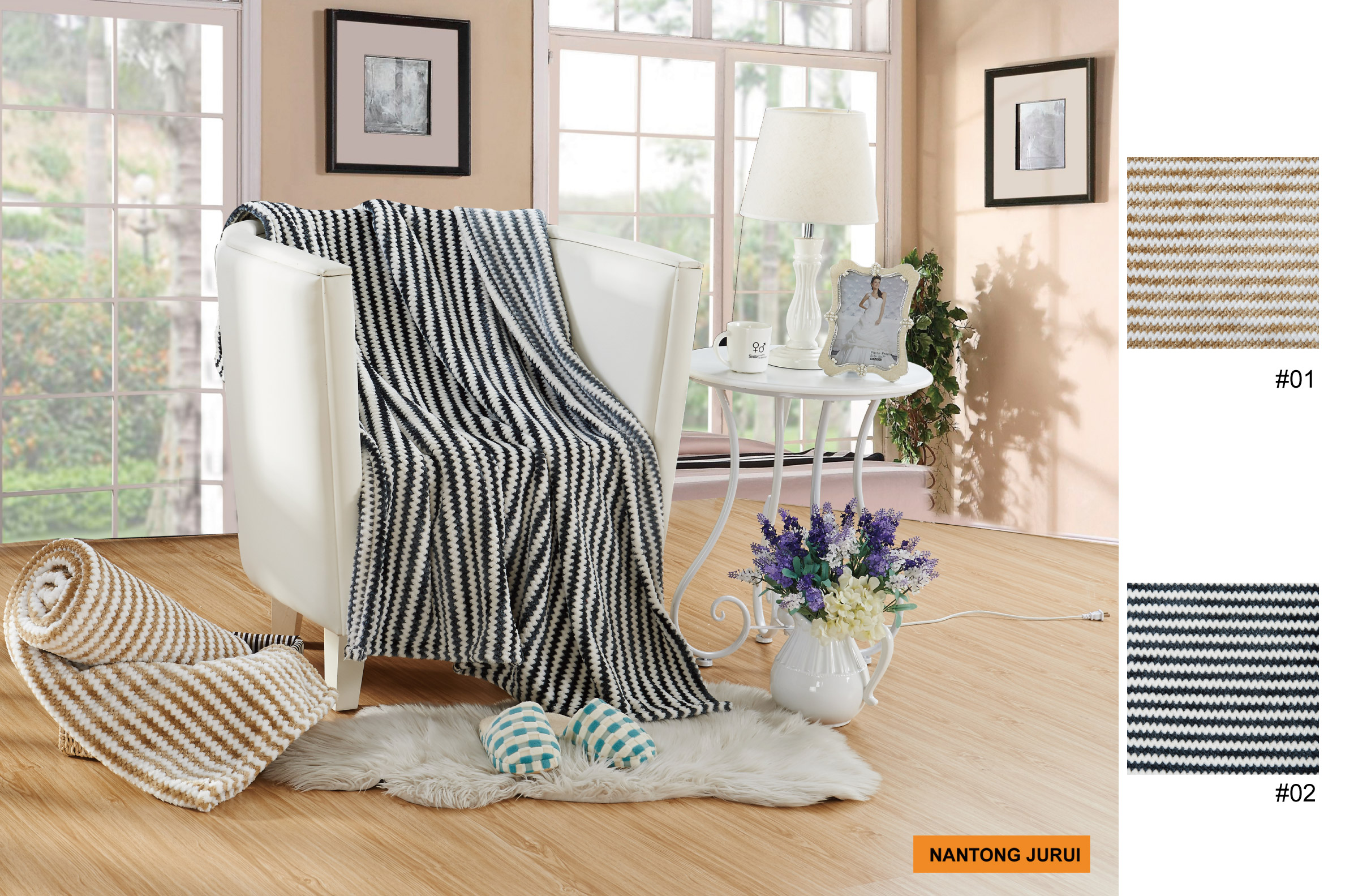 Flannel Throw Blanket Cation, 2 Tone Flannel